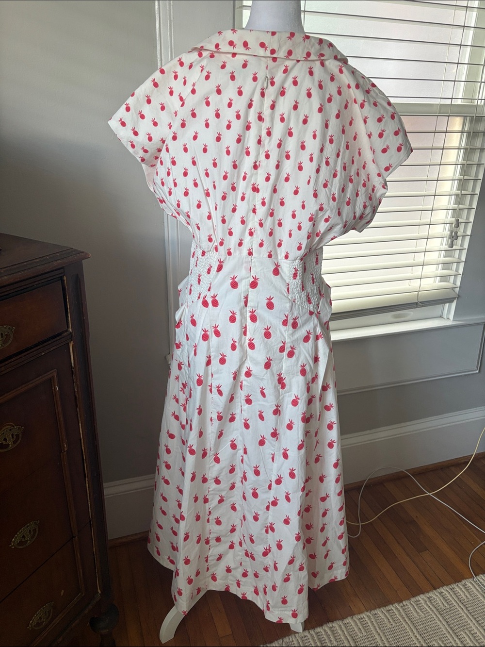Anthropologie White Maxi Dress with Pink Fruit Print - Picture 8 of 8
